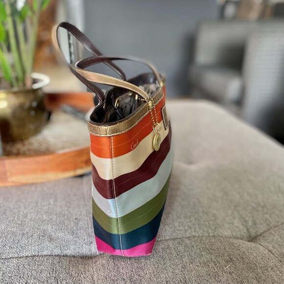 Coach Legacy Striped Mini-Tote Satchel Bag - Picture 4 of 12